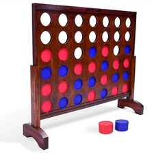 GoSports Giant Dark Wood Stain 4 in a Row Game   3' Width Includes Carry Case 
