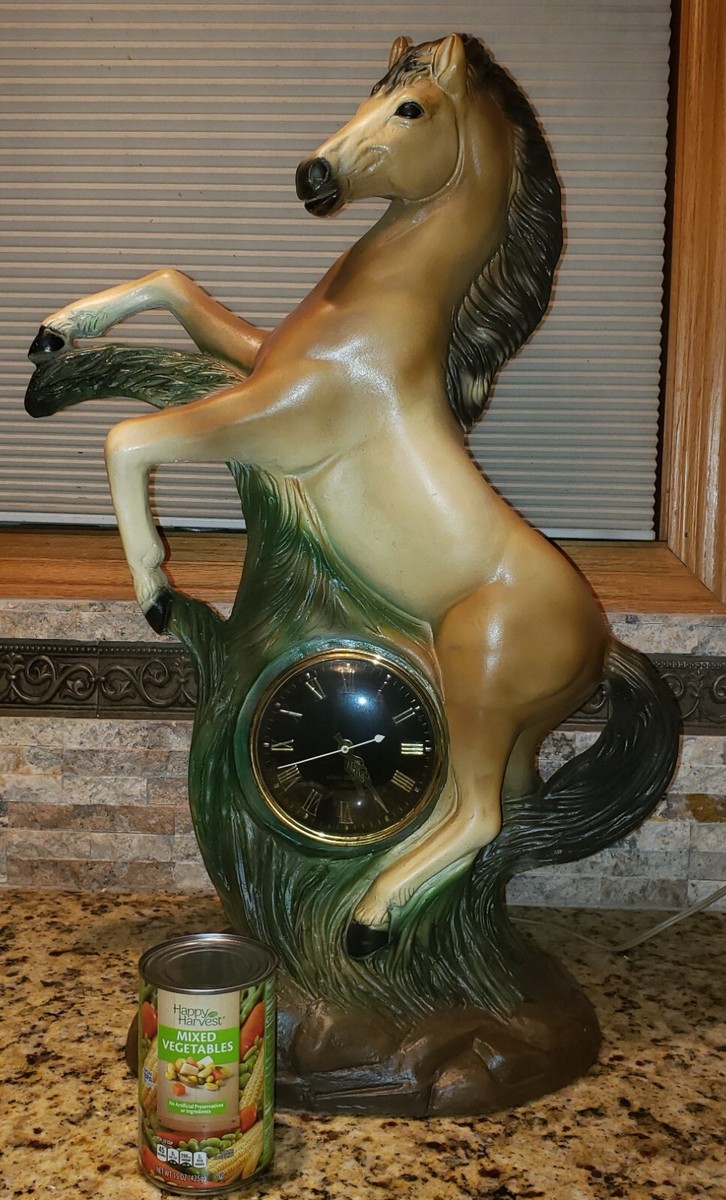 【希少】コカ・コーラ ヴィンテージ 置時計 ガソリンスタンド ジオラマ レトロ Vintage Chalkware/Plaster Lanshire Movements Rearing Stallion