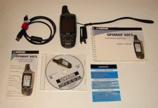 GARMIN GPSMap 60cs Handheld GPS map TRACKER UNIT W/ MANUAL & DVD Bundle Works!