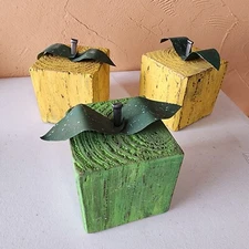 Wooden Fruit Primitive Decor Painted Square Nail Country Farmhouse Lot 3 Rustic