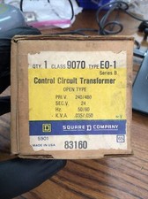 Square D 9070-EO-1 Series B Control Transformer 240/480V to 24V 50VA 9070EO1