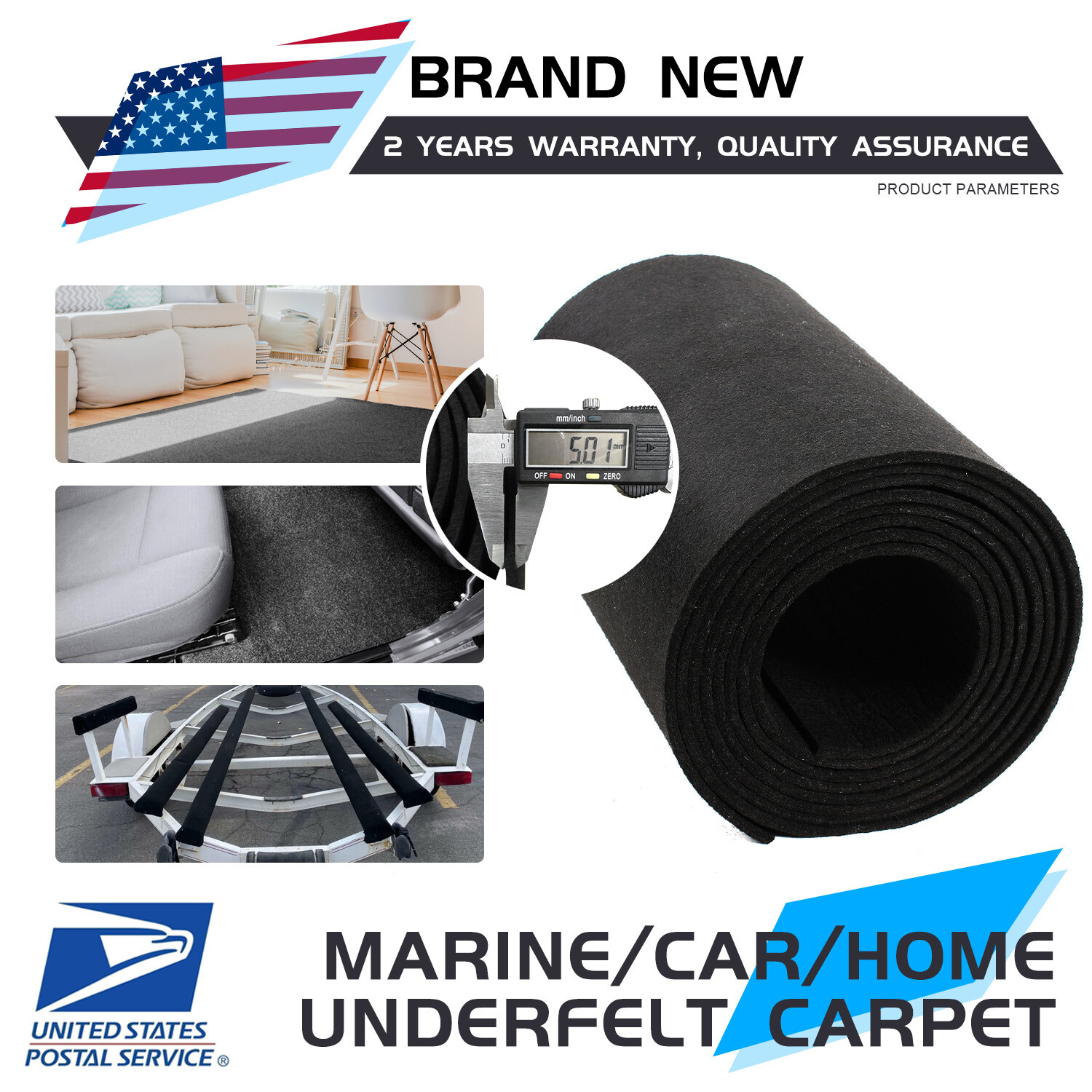 Bunk Marine Carpet / BOAT Trailer BLACK 12" * 13' Runners