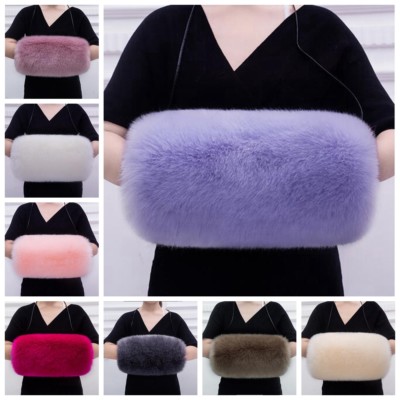 Women Hand Muff Fluffy Faux Fur Winter Wedding Bridal Gloves Warmer Accessories