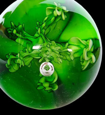 Art GLASS PAPERWEIGHT Ocean Coral Reef Green