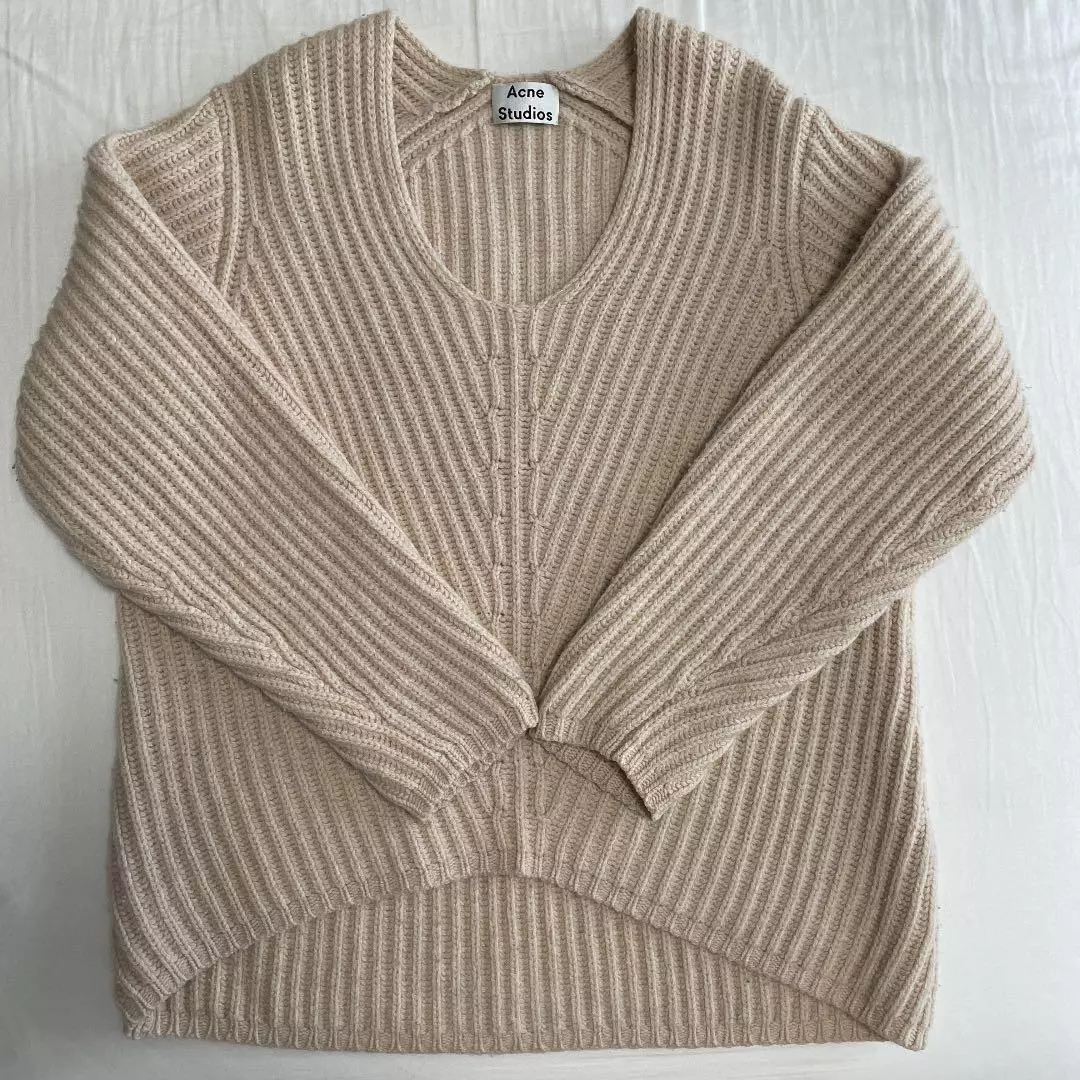 ACNE STUDIOS Women's DEBORAH L-WOOL PAW16 Knit Sweater Ivory Size ACNE STUDIOS Women's DEBORAH L-WOOL PAW16 Knit Sweater Ivory Size
