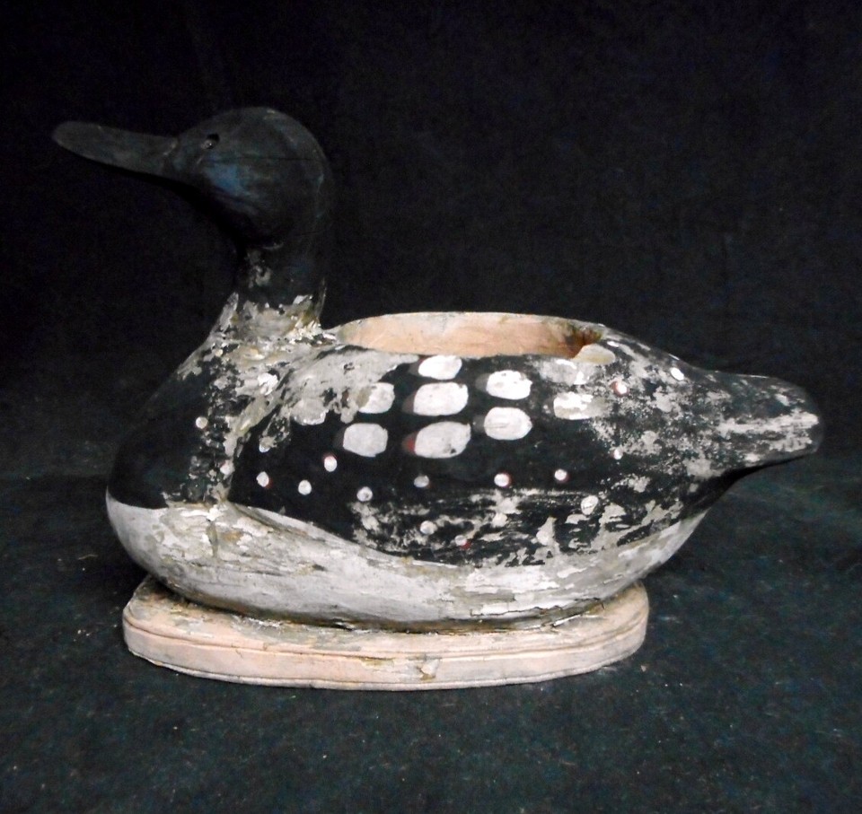 Antique Carved Decoy Duck in Planter Form Found in New Jersey Nice OLD