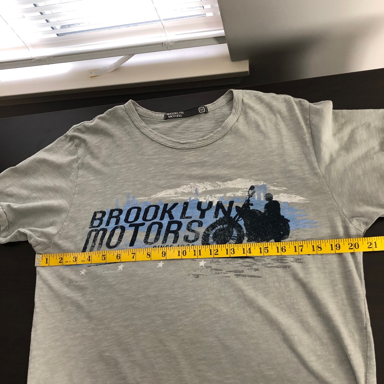 BROOKLYN MOTORS SINCE 1932 BLUE LOGO GRAY T SHIRT MEN… Gem