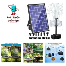 8W Solar Water Pump Built-in 3000mAh Battery Backup, Solar Bird Bath Pump wit...