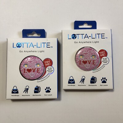 Lotta-Lite Fashionable On-the-Go Light-Up Clip, Keychain or adhesive pink LOVE