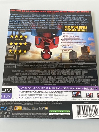 SPIDERMAN HOMECOMING BLURAY 3D + BLURAY STEELBOOK FNAC + AVEC MAGNET FRANCE - Picture 6 of 8