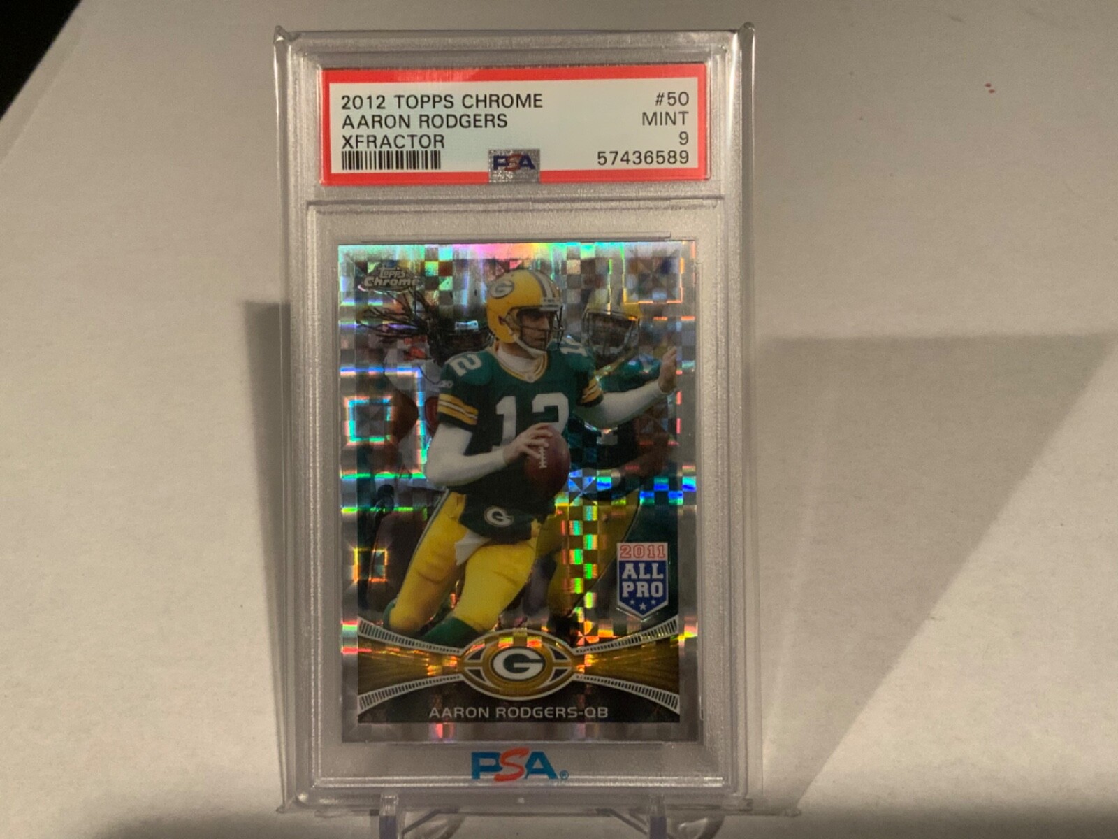 2012 TOPPS CHROME XFRACTOR AARON RODGERS #50 GREEN BAY PACKERS PSA MINT 9