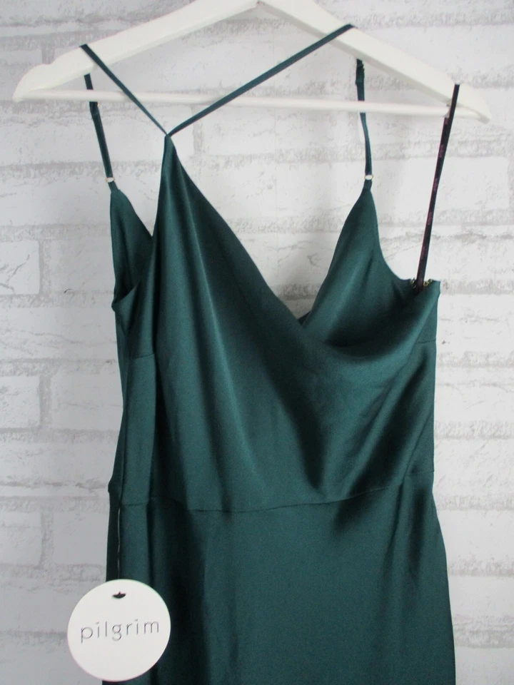 Pilgrim womens maxi dress Francine 10 new one shoulder dark green strappy - image 2 of 4