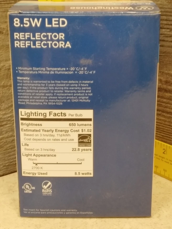 Westinghouse 65W 8.5W LED Dimmable R30 Medium Base Light Bulb Warm White #43000 - Image 4 of 4