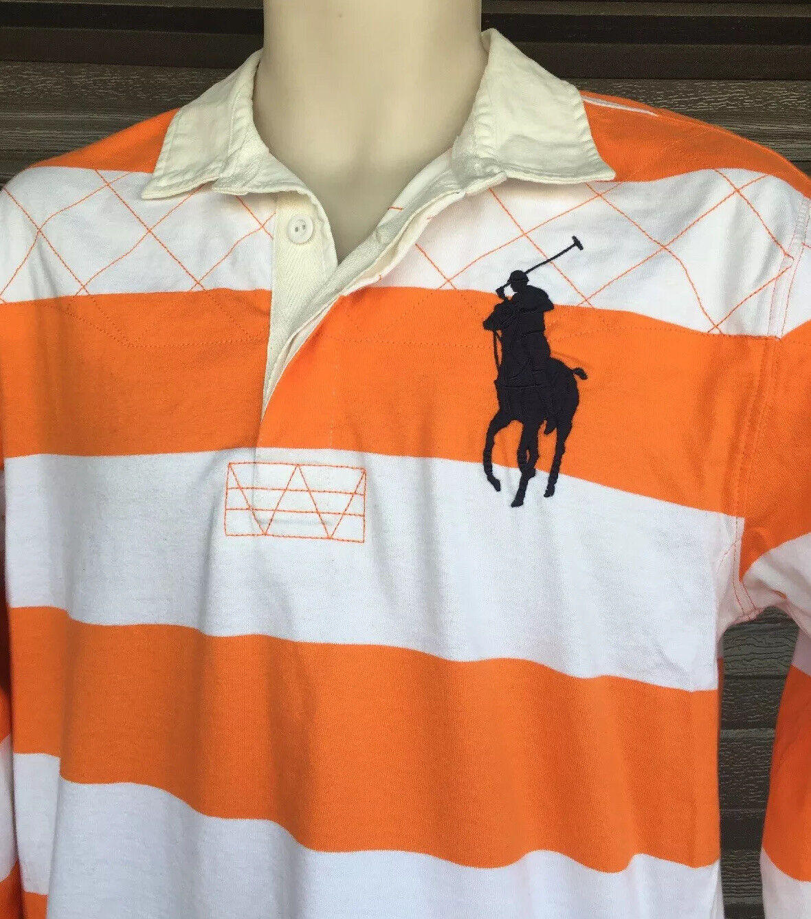 Ralph Lauren Polo Tennessee Colors Youth XL L/S Rugby Orange White Striped Men S