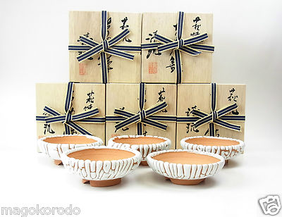 o5612, Hagi ware, SEIGAN, Silk crape glaze MINI-BONSAI-POT. 