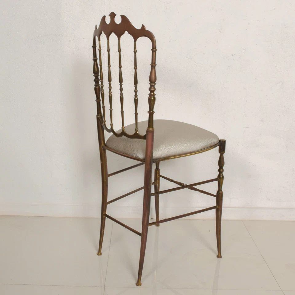 Silla de bronce CHIAVARI en gris suntuoso ITALIA años 50 Midcentury Elegance Foto 4 de 4