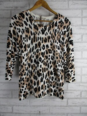 Regatta womens knit top brown black white leopard print 10 new cotton