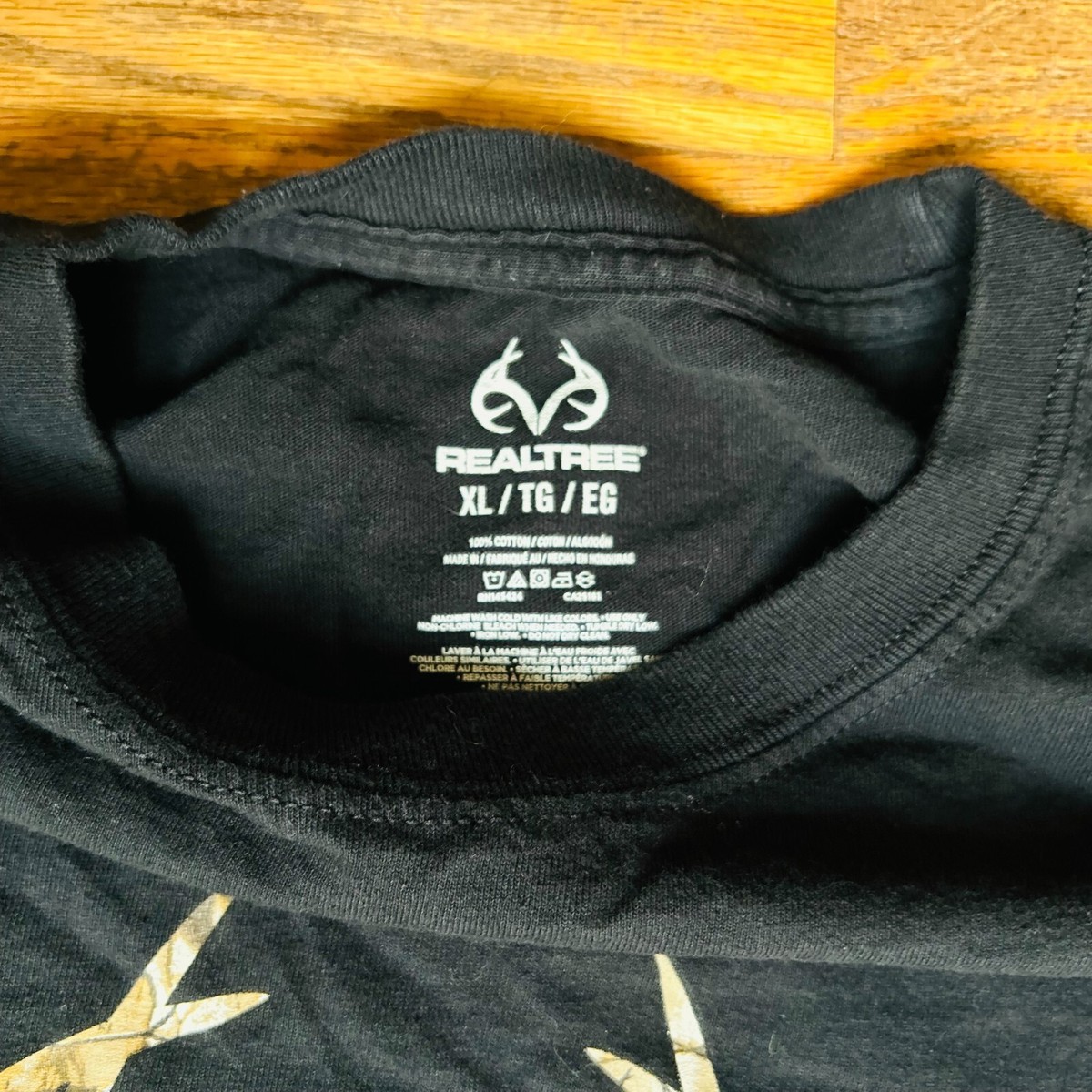 t.h Realtree Mens Shirt Graphic Black Camo Logo Long Sleeve Tee XL | eBay