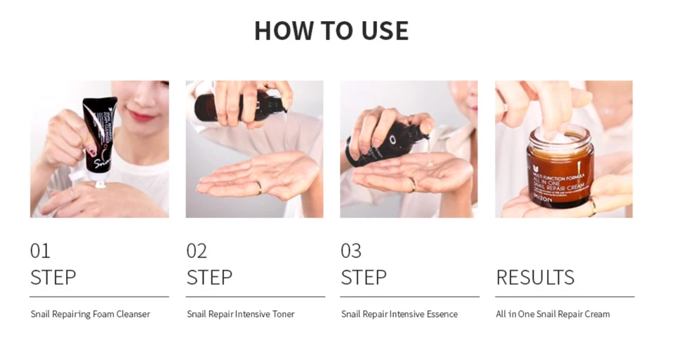 Mizon Caracol Miniatura Set Reparación Limpiador Tónico Esencia Crema 4 piezas Foto 3 de 3