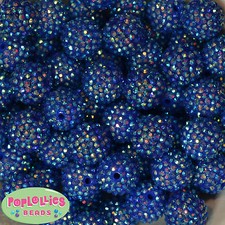 20mm Royal Blue Rhinestone Resin Chunky Bubblegum Beads 20 pc Gumball