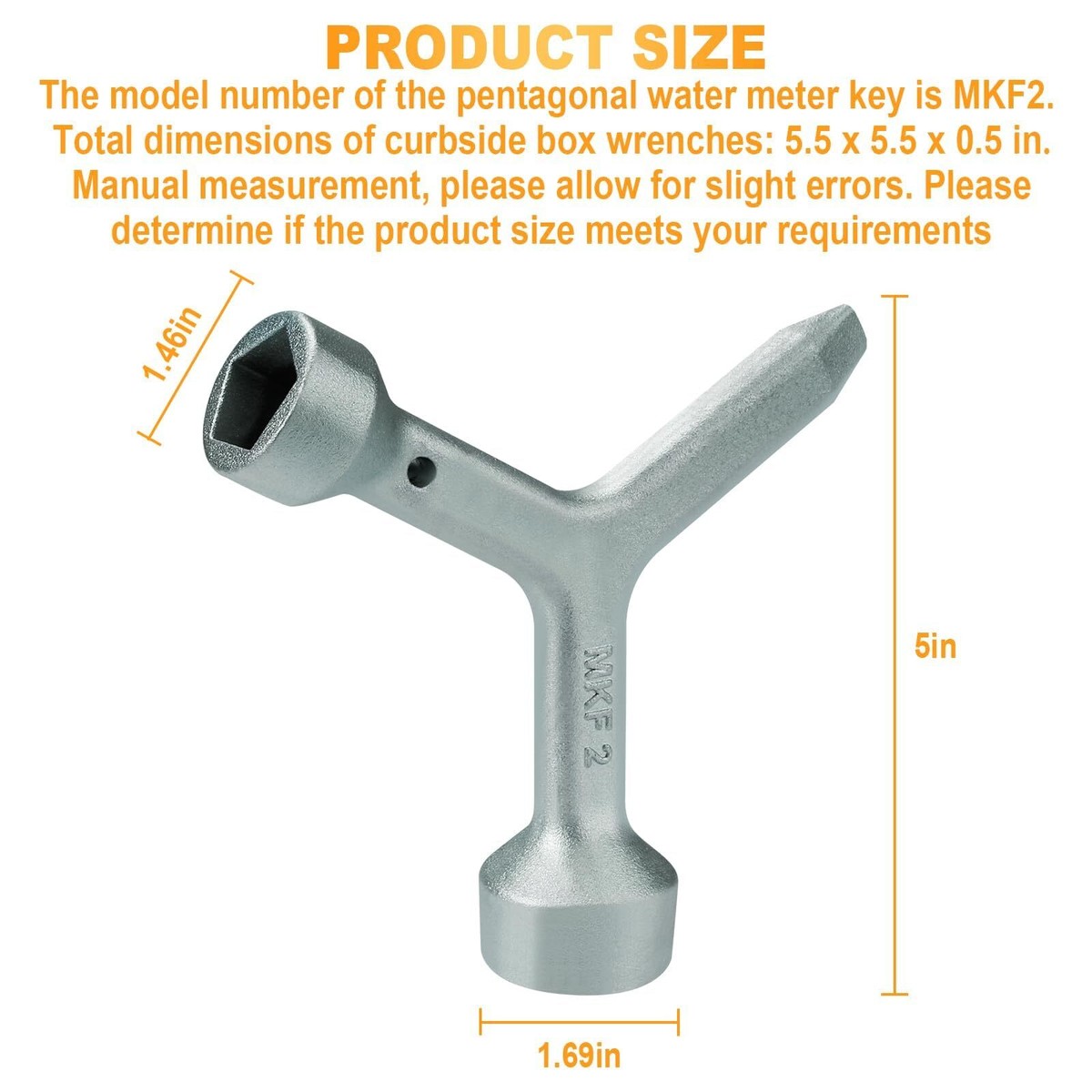 MKF2 Meter Curb Box Key - Fits Standard & Large Pentagon Bolts