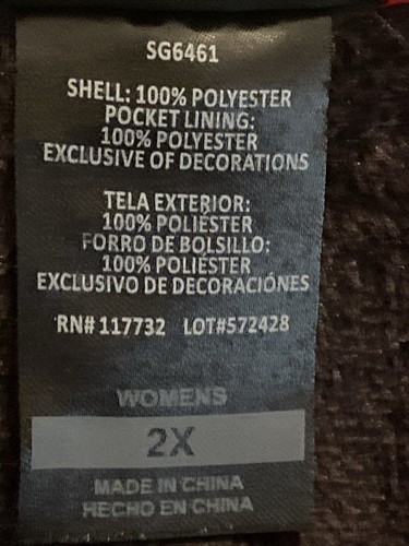 Gerry Velours schwarz durchgehender Reißverschluss Jacke Größe 2XL Pkts Grube zu Grube 28" Damen - Bild 15 von 17