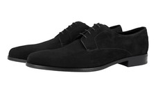 PRADA Suede Derby Dress Shoes Leather Sole - 2EA148 - Black NEW