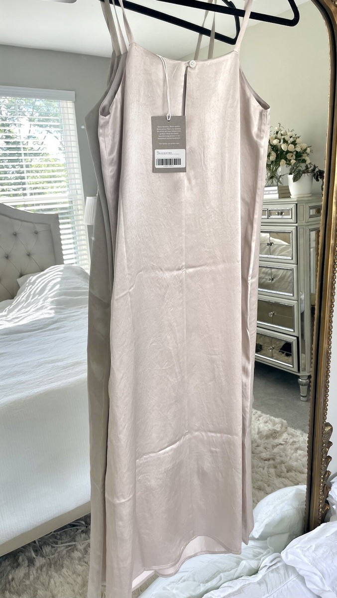 Everlane Womens The Satin Square Neck Slip Dress Cream Size
