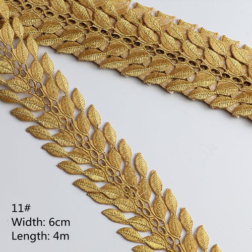 Gold Silver Embroidered Lace Edge Trim Ribbon Costume Sewing Decor DIY 3.9-6M - Picture 23 of 28