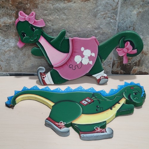 Vintage Wooden Dinosaurs Wall Hanging Nursery Childrens Room Decor - Picture 16 of 16