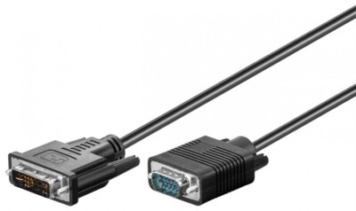 DVI-A (12+5 pin) /VGA (15-polig) HD-Kabel, vernickelt, schwarz, 2,0 m