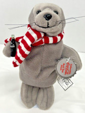 Brand New-Vintage Collectors-1997 Coca-Cola Bean Bag Plush 8 Seal with Scarf