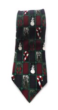 Christmas Snowman Candy Cane Tree Tie 100 Silk XYZ Inc. Festive 57 Inches