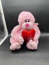 Valentine Plush Monkey Gorilla, With Red Heart I LOVE YOU Stuffed 10" Inc