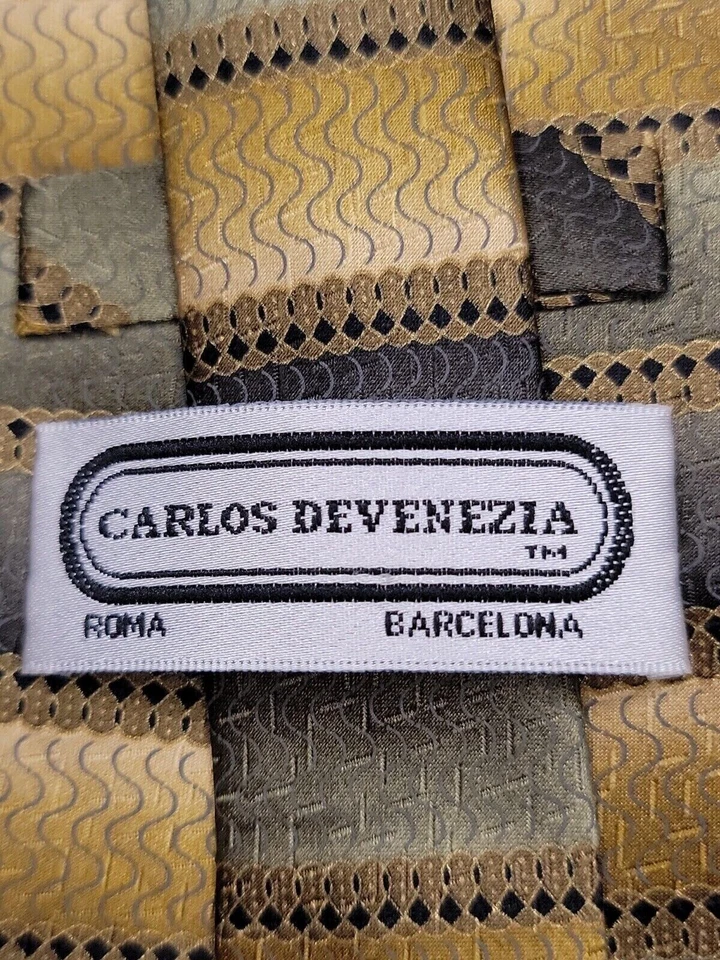 Corbata formal para hombre Carlos Devenezia 60"Lx3,75"W verde/marrón Foto 3 de 4