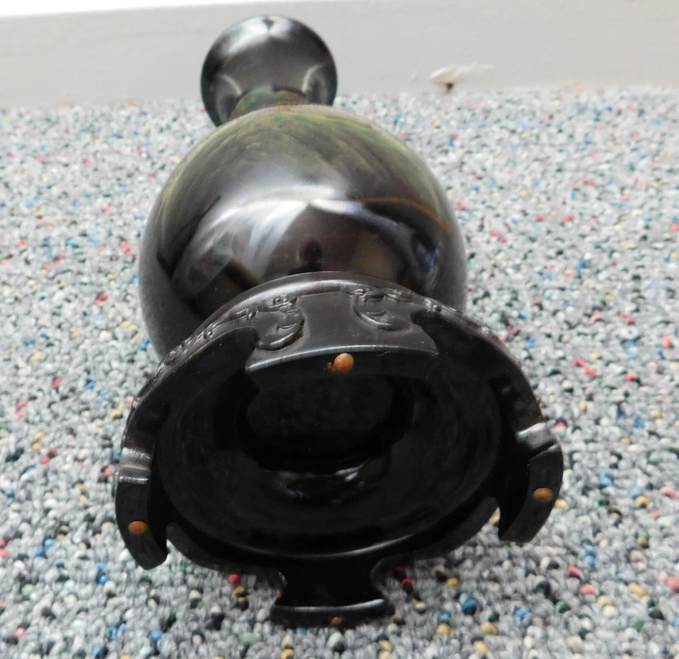 Jarrón antiguo chino Foochow Fuzhou pintado a mano negro de madera lacada Foto 4 de 4