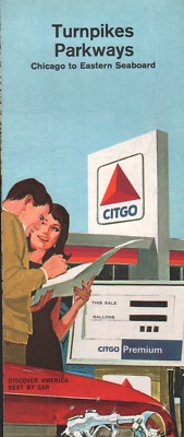 1966 CITGO Road Map: Turnpikes Parkways Chicago to Eastern Seaboard NOS