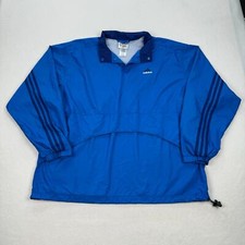 Vintage Adidas Jacket Size XL Blue 1/4 Snap Pullover Windbreaker Track Warm Up