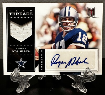 2012 Momentum ROGER STAUBACH #/10 Game Patch Auto Team Threads Cowboys Legend