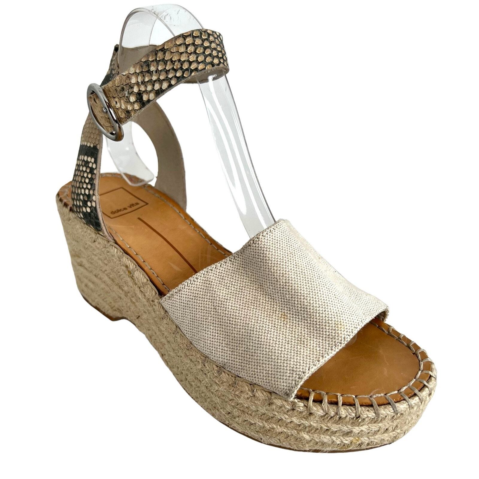 DOLCE VITA Lesly Espadrille Platform Sandal in Tan Snake Print