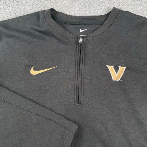 Vanderbilt Commodores Pullover Mens Extra Large Black Nike Team Issued 1/4 Zip