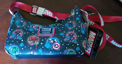Loungefly Marvel Comics Avengers Tattoo Shoulder Bag & Captain America Charm NWT