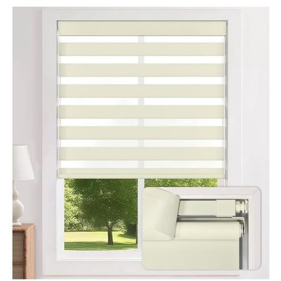 LazBlinds Cordless Zebra Shade No Drill Cream 47W x 72H Light Filtering