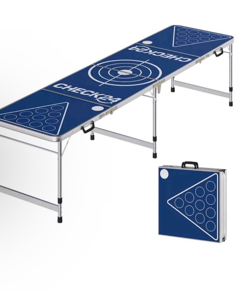 CHECK24 Bierpong Tisch 3-fach höhenverstellbar | NEU Blau
