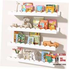 Scalloped Nursery Shelves for Wall, 4-Pack Floating Book 4pc-15.7in White