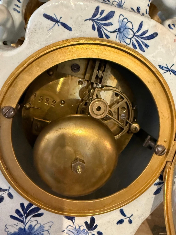 Spettacolare orologio d'appoggio metà ottocento in maiolica dipinta_Funzionante - Immagine 4 di 4