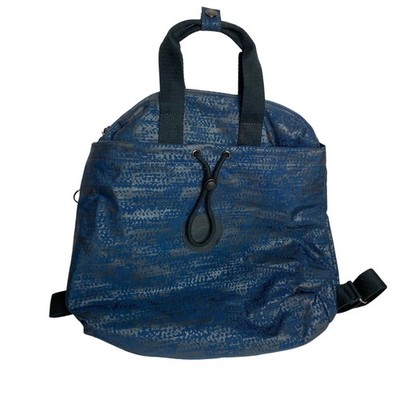 Kipling Blue Metallic Print Backpack Convertible Tote Handbag Lightweight Bag