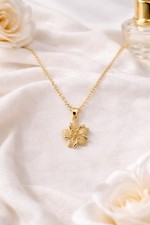 18K Gold Plated Flower Jewelry Set Necklace & Stud Earrings Elegant Floral Gift