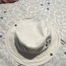 SCALA Girls Beige Solid Cotton Bucket Hat 4-6X w/ Chin Strap Eyelets