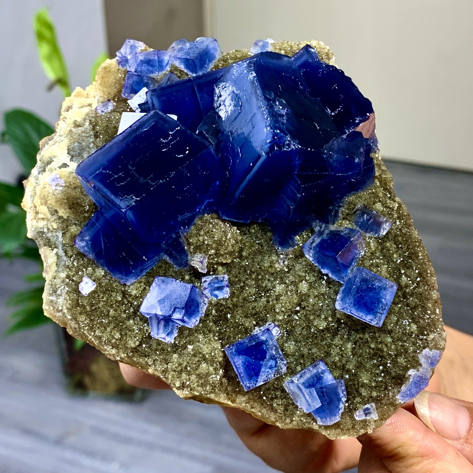 1.22LB Natural Blue Transparent Fluorite Crystal Sphere from China